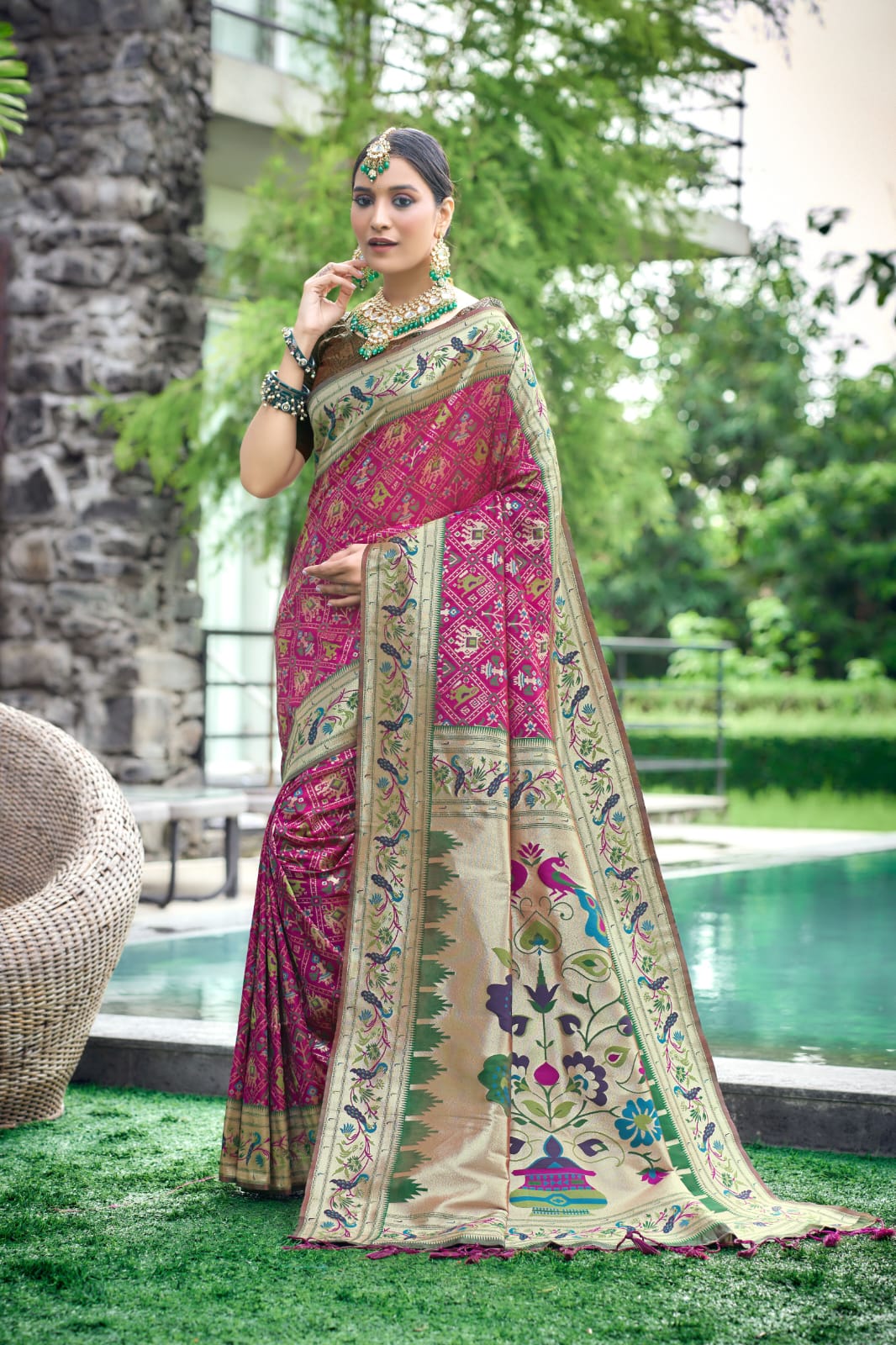 Wedding Designer Banarasi Soft Silk Paithani Patola Saree