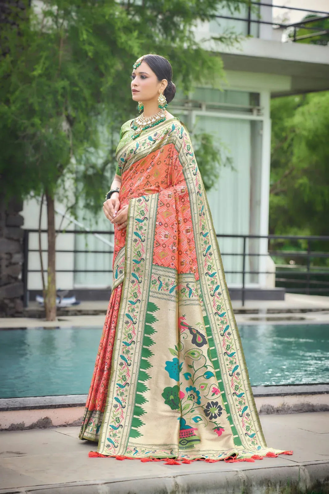 Wedding Designer Banarasi Soft Silk Paithani Patola Saree