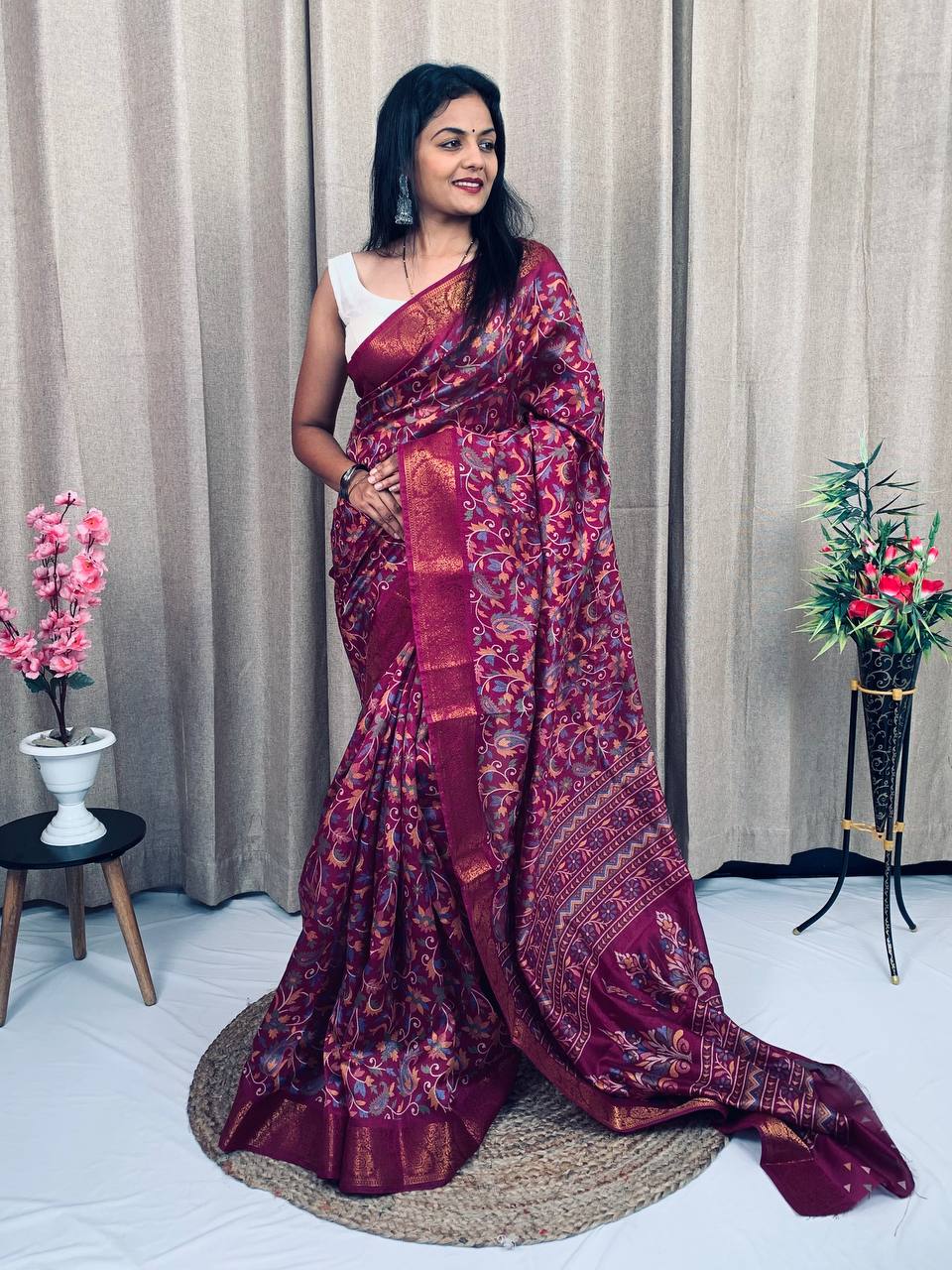 Beautiful Designer Special Soft Tusshar Silk Saree