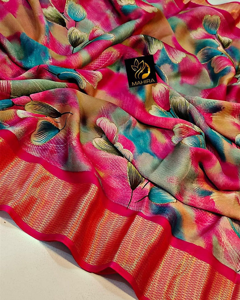 Beautiful Designer Special Pure Soft Chiffon Saree