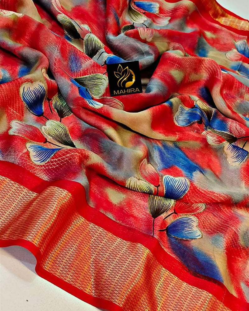 Beautiful Designer Special Pure Soft Chiffon Saree