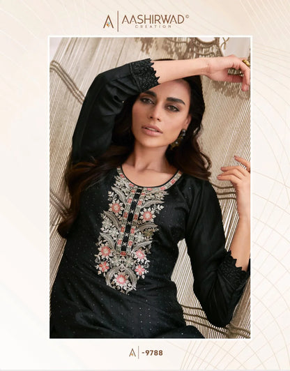 Beautiful Designer Aashirwad Aafreen Dola Silk Salwar Suit