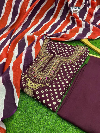 Beautiful Designer Heavy Embroidery Work Kurti with Pant &amp; Dupatta