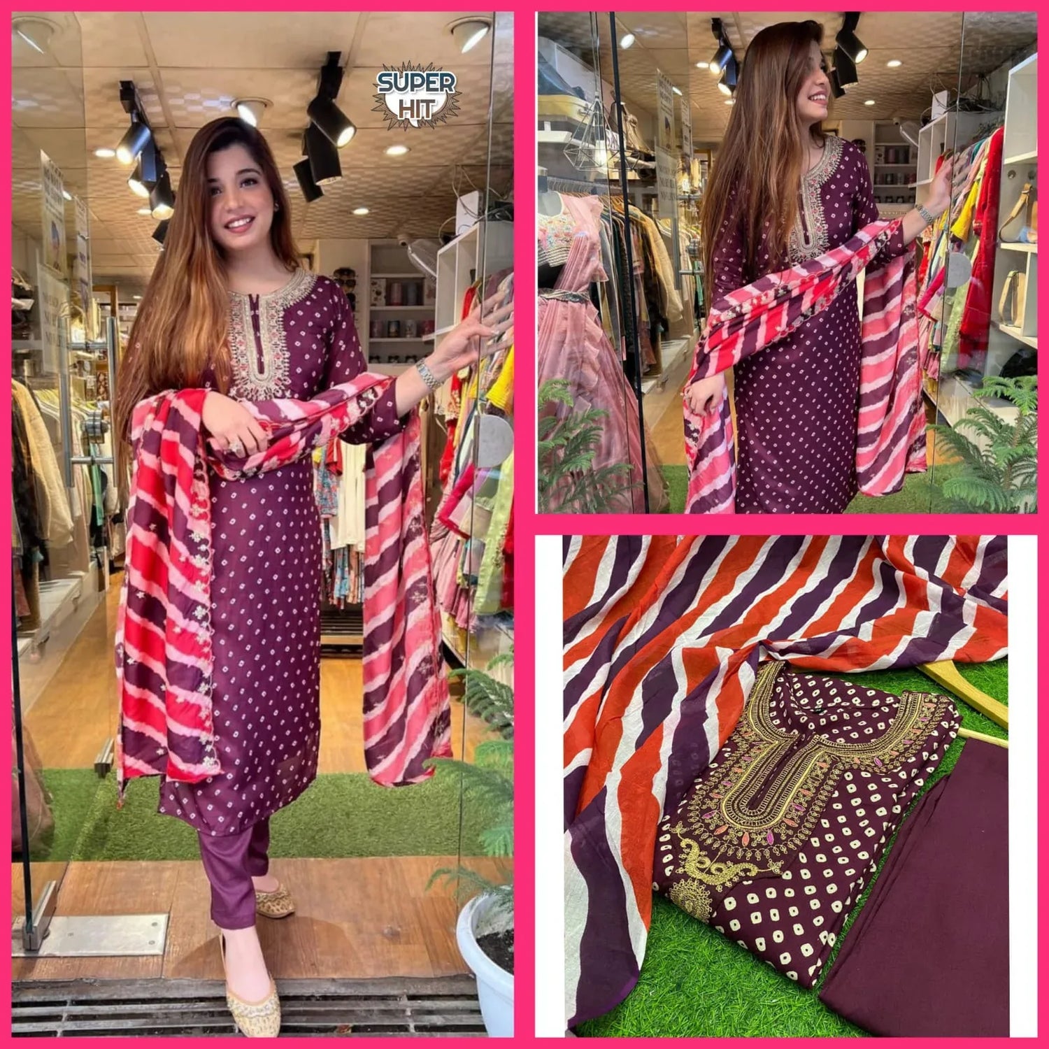 Beautiful Designer Heavy Embroidery Work Kurti with Pant &amp; Dupatta