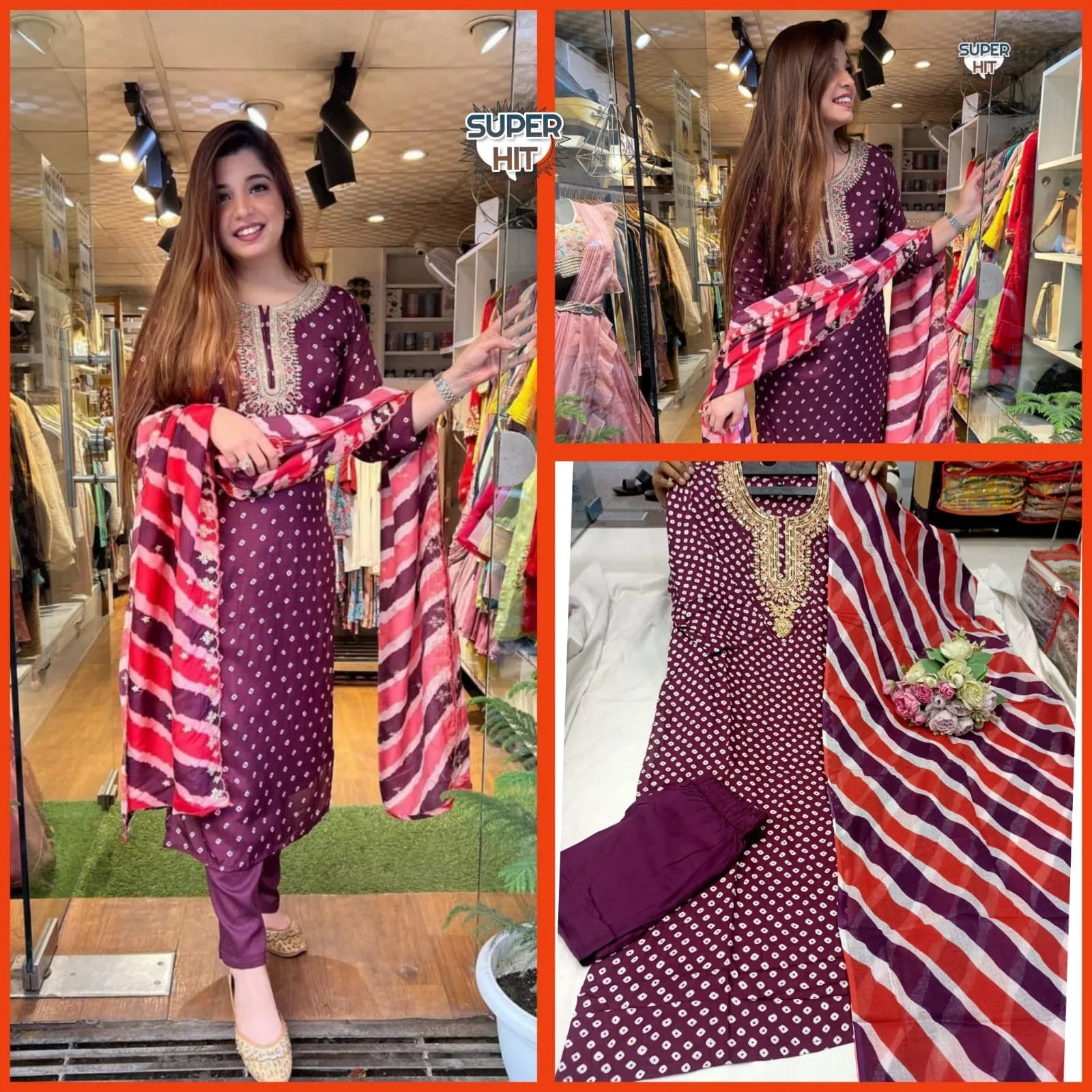 Beautiful Designer Heavy Embroidery Work Kurti with Pant &amp; Dupatta