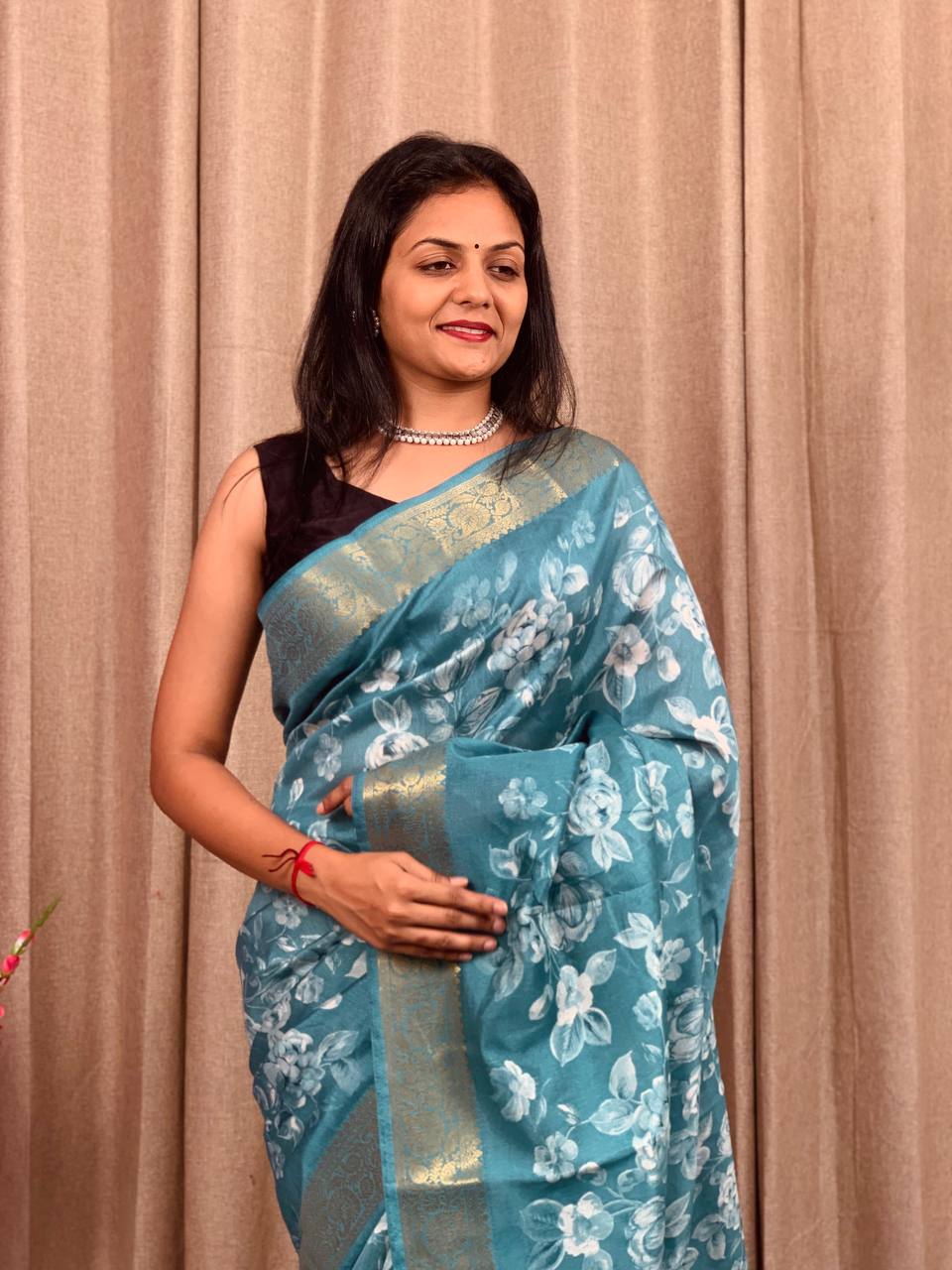 Beautiful Designer Soft Tusshar Silk Saree