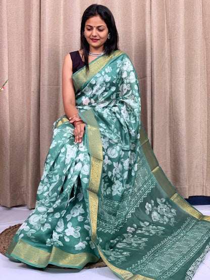 Beautiful Designer Soft Tusshar Silk Saree