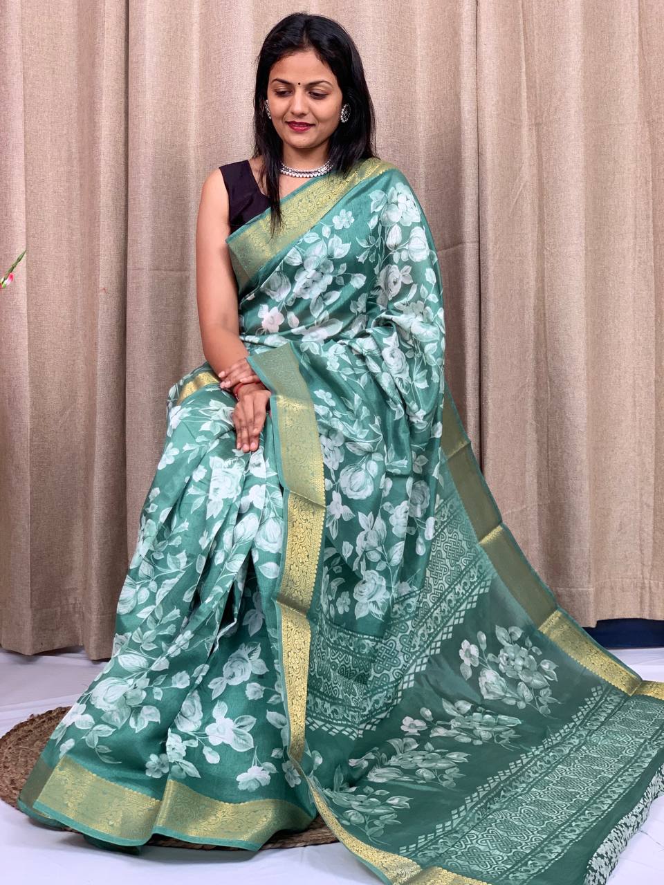 Beautiful Designer Soft Tusshar Silk Saree