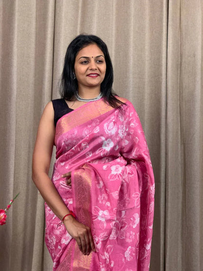 Beautiful Designer Soft Tusshar Silk Saree