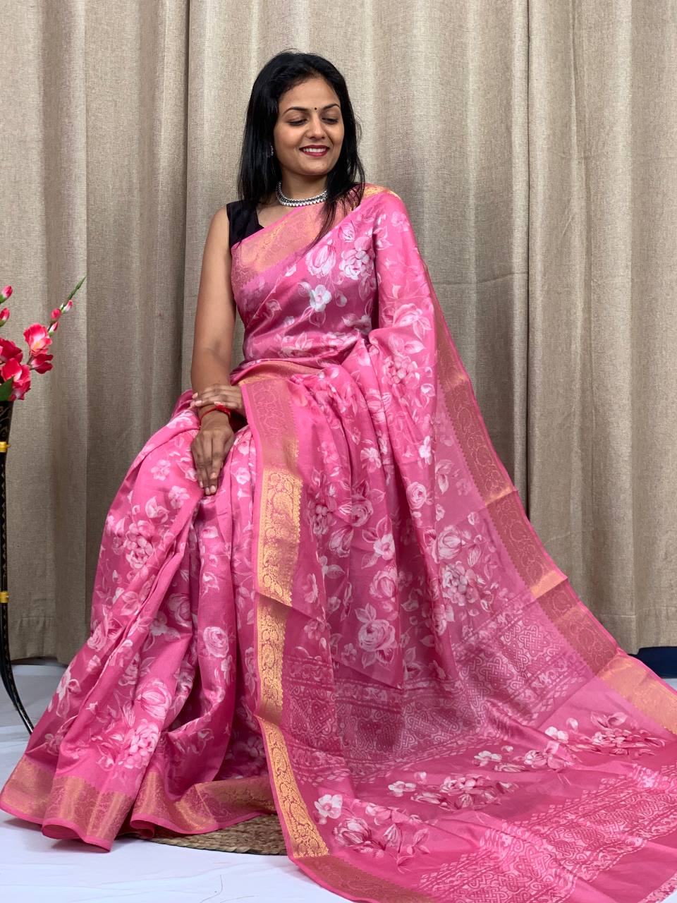 Beautiful Designer Soft Tusshar Silk Saree