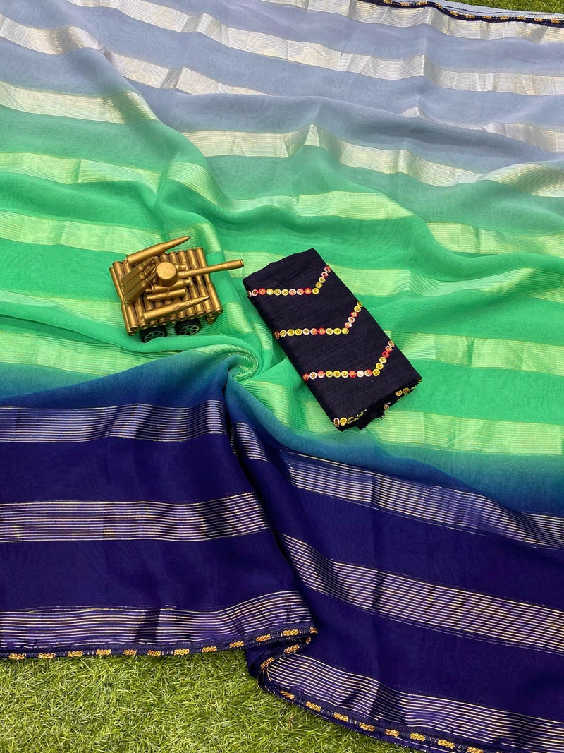 Beautiful Designer Chahat Pure Georgette Pedding Print Saree