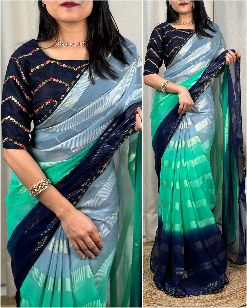 Beautiful Designer Chahat Pure Georgette Pedding Print Saree