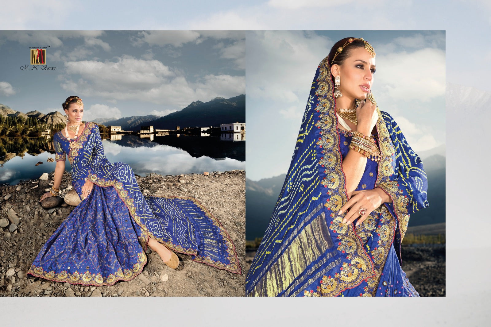 Boutique Designer Wedding Pure Kacchi Bandhej Satin Saree design 7303