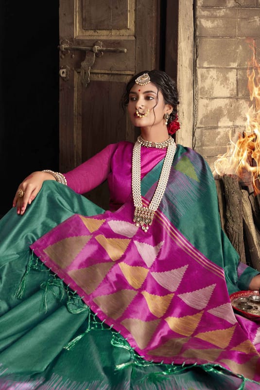 Beautiful Designer Handloom Raw Silk Weaving Saree