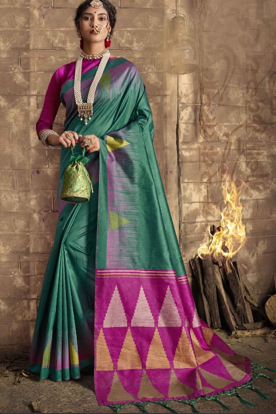 Beautiful Designer Handloom Raw Silk Weaving Saree