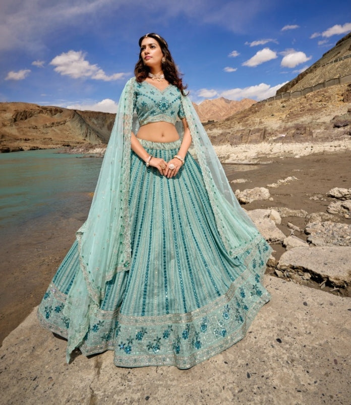 Bridal blue lehenga hot sale