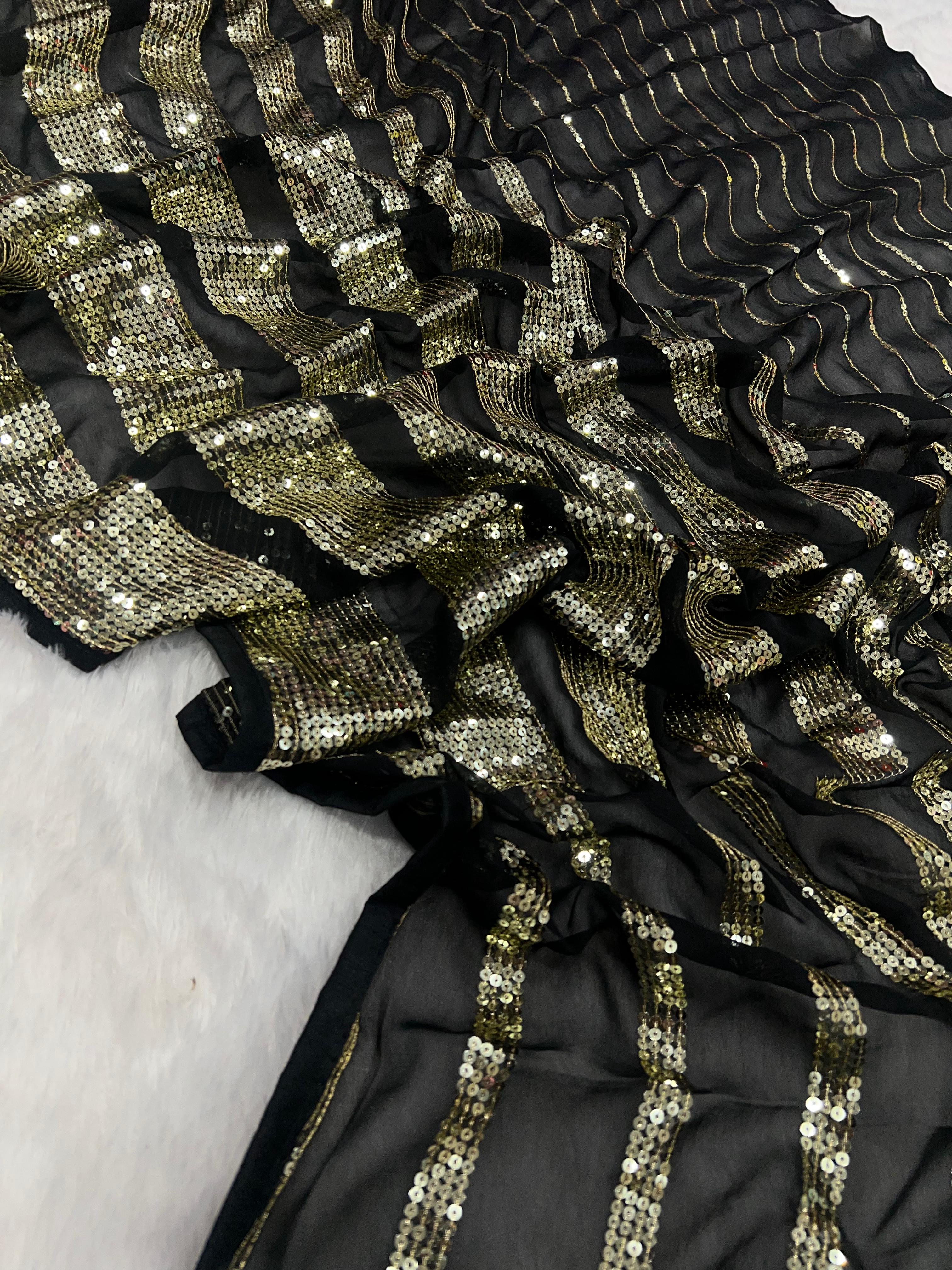 Beautiful Designer Bollywood style Georgette Sequence Saree Design 5292