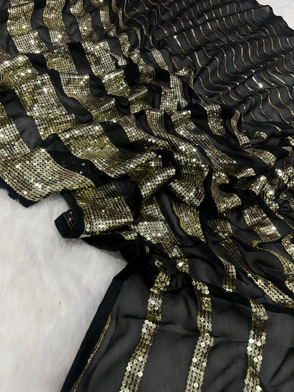 Beautiful Designer Bollywood style Georgette Sequence Saree Design 5292