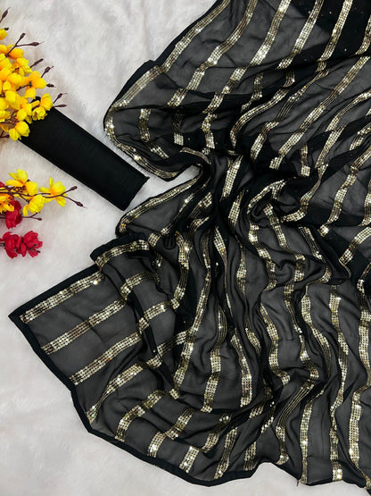 Beautiful Designer Bollywood style Georgette Sequence Saree Design 5292