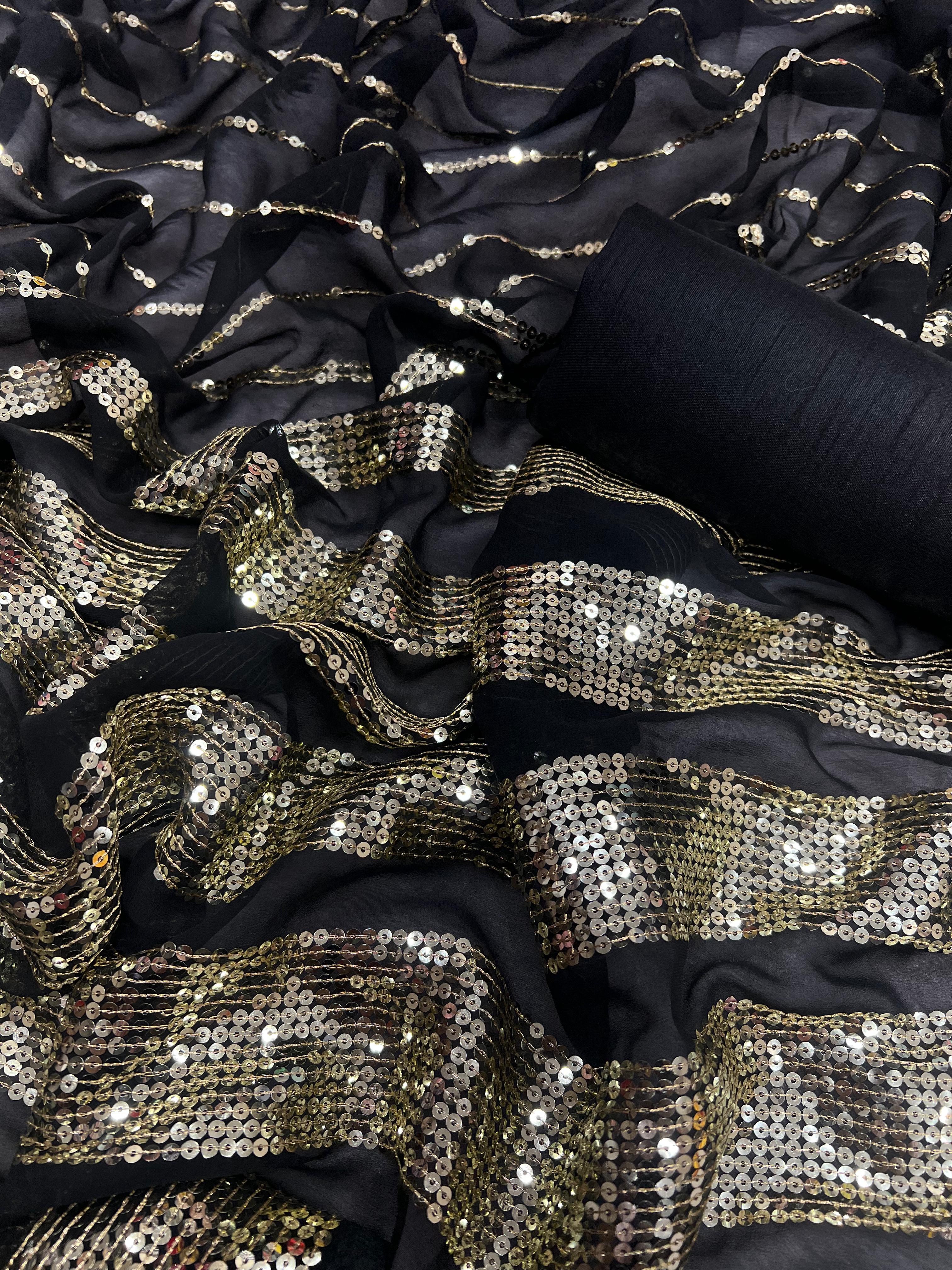 Beautiful Designer Bollywood style Georgette Sequence Saree Design 5292