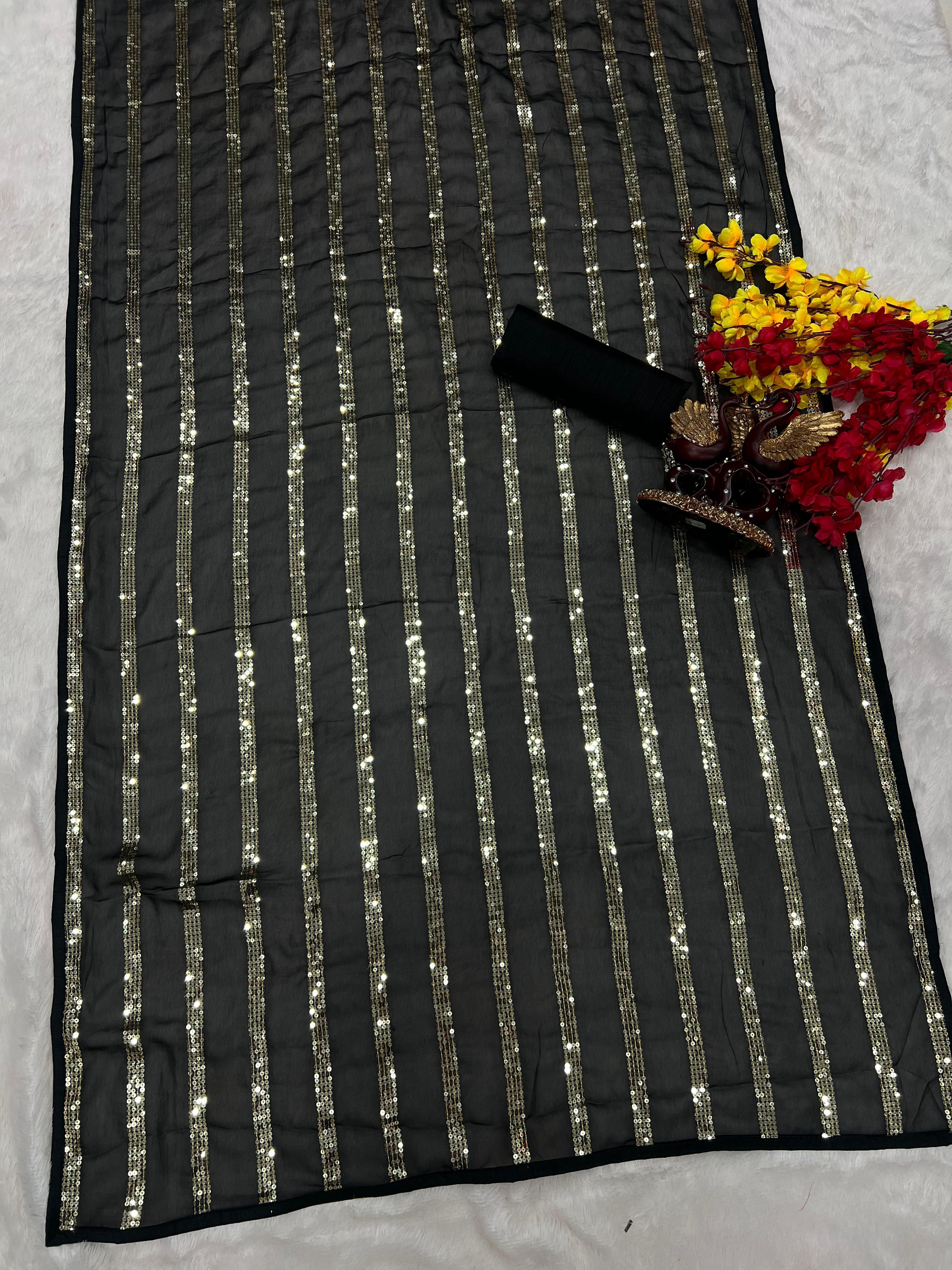 Beautiful Designer Bollywood style Georgette Sequence Saree Design 5292
