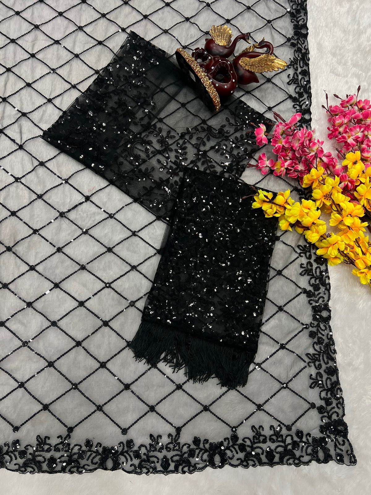 Beautiful Designer Bollywood style Soft Net Sequence Saree