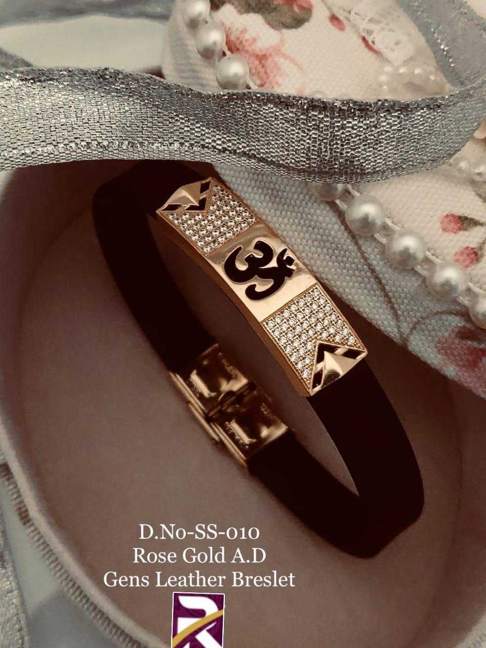 Beautiful American Diamond Rose Gold Gents Fancy Bracelet