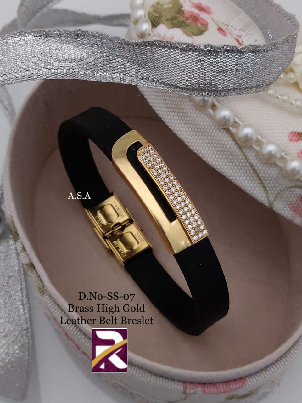 Beautiful American Diamond Rose Gold Gents Fancy Bracelet