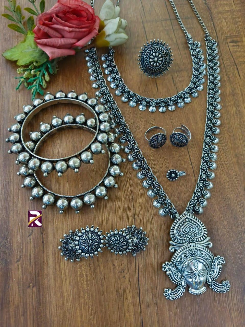 Beautiful Oxidised Long Necklace set 