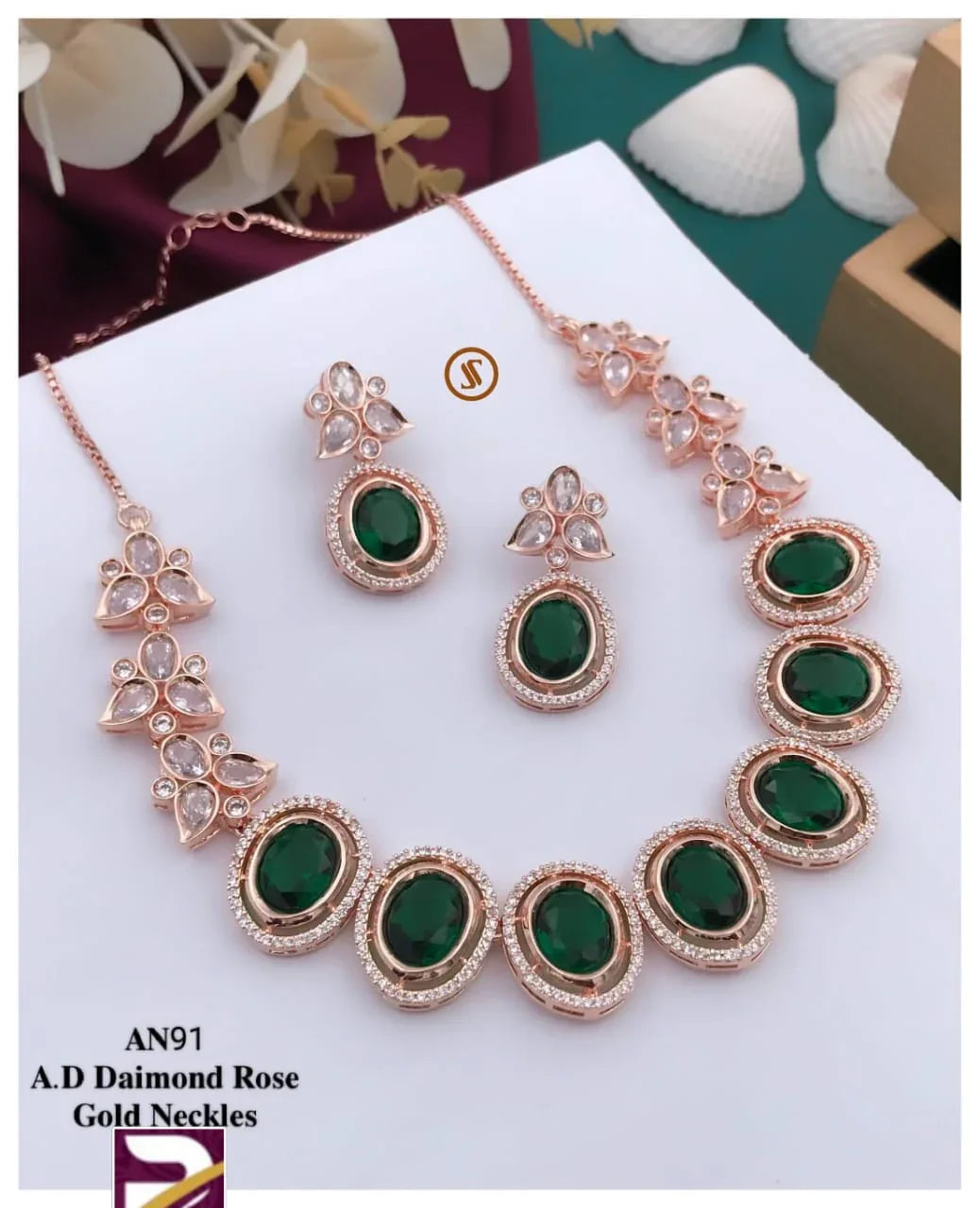 Beautiful American Diamond Stone Necklace set