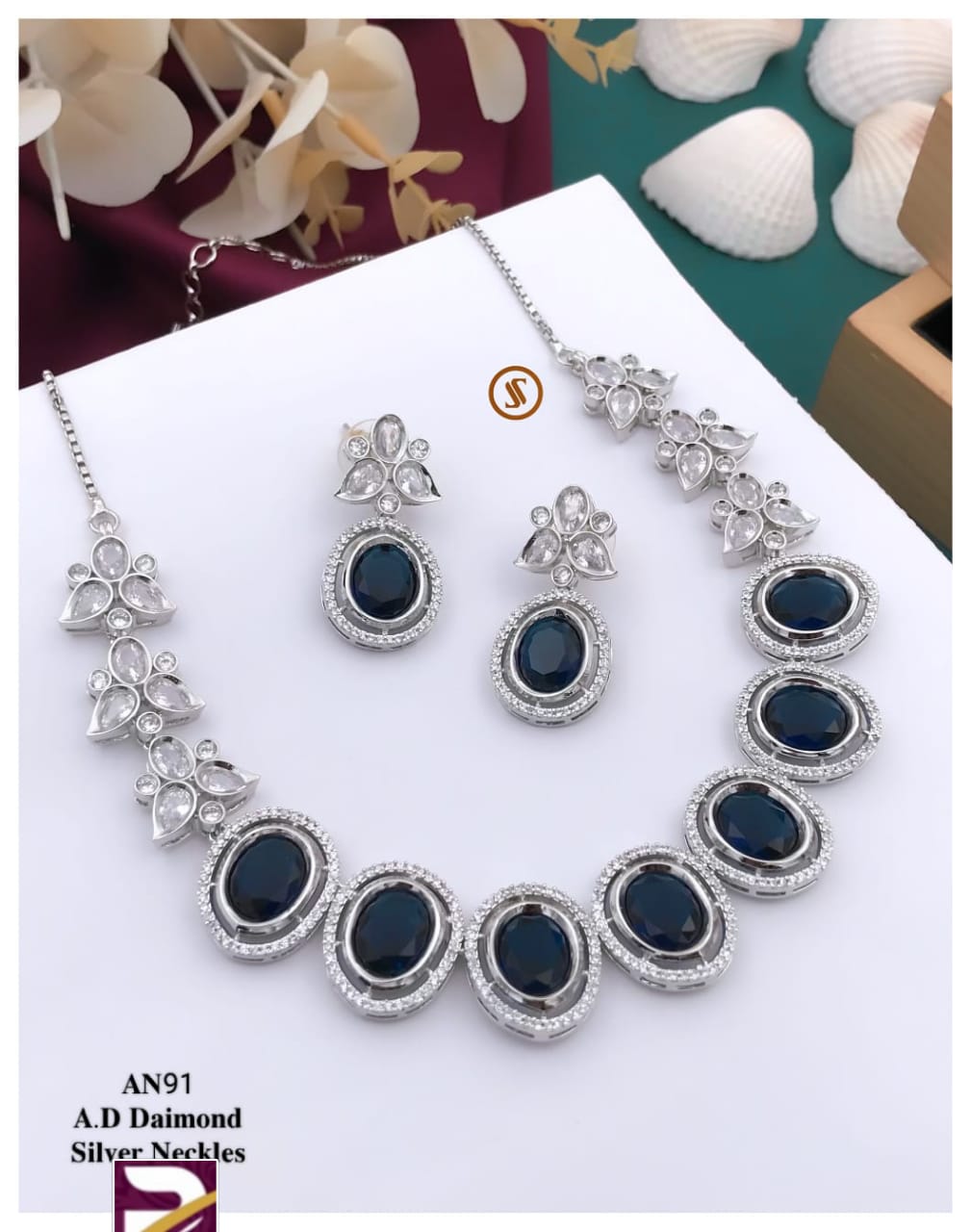 Beautiful American Diamond Stone Necklace set