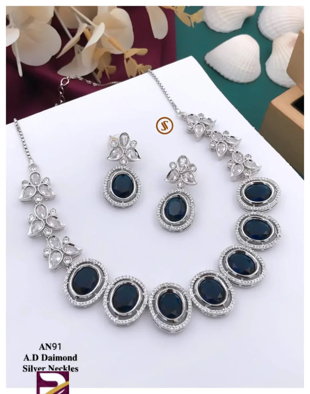 Beautiful American Diamond Stone Necklace set 