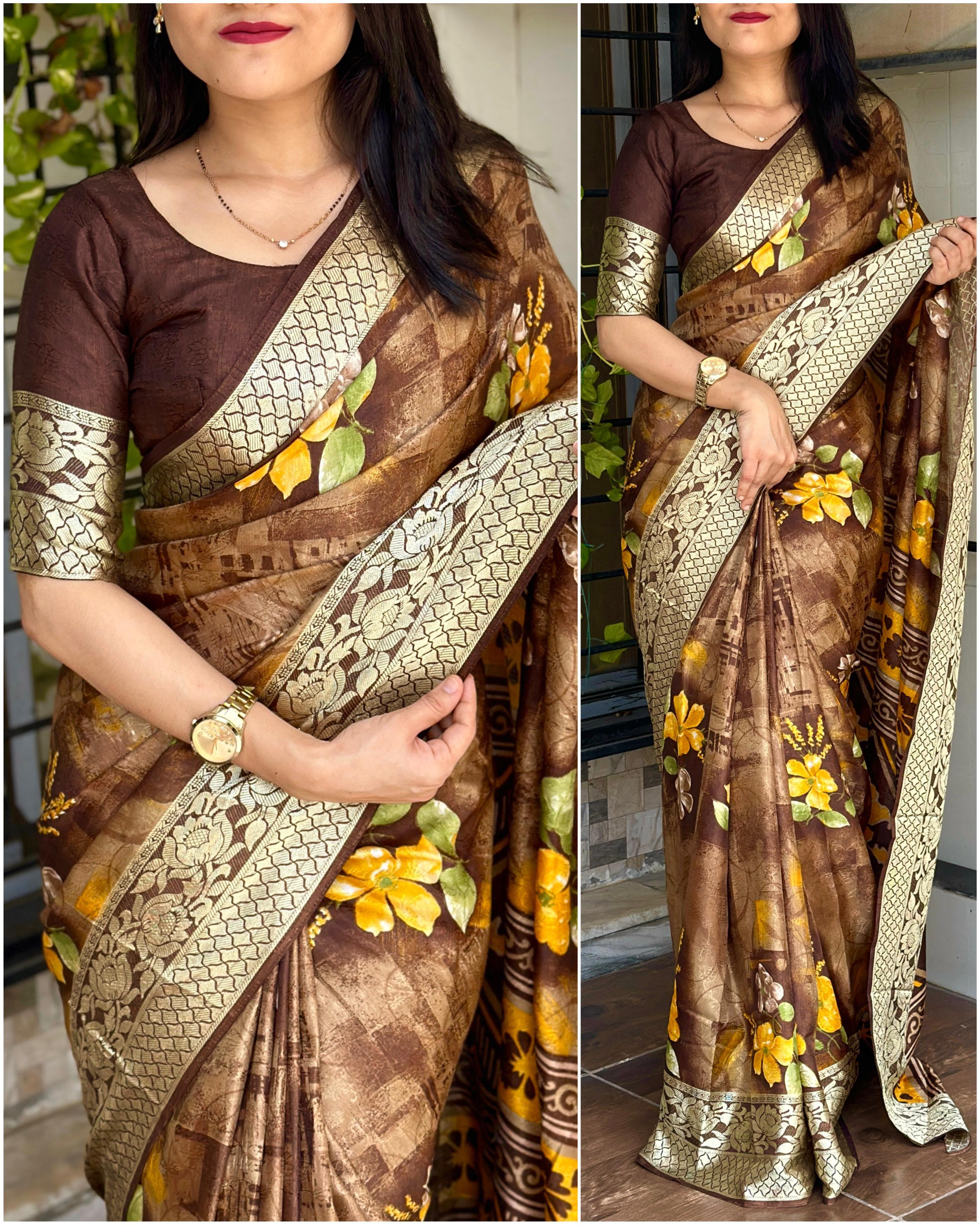 Beautiful Designer Gulabrani Printed saree
