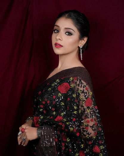 Beautiful Designer Bollywood style Soft Net Sequenc Saree