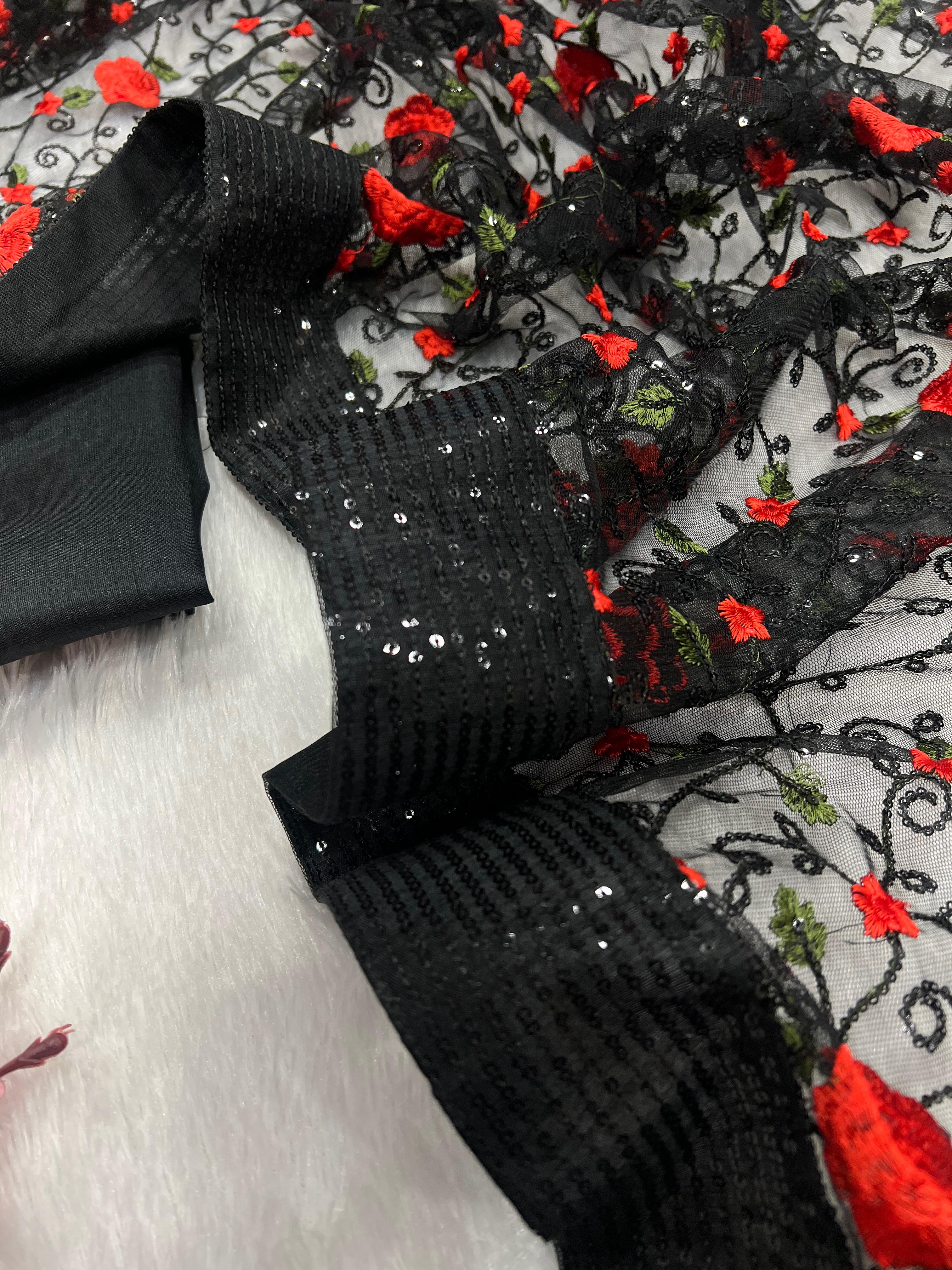 Beautiful Designer Bollywood style Soft Net Sequenc Saree