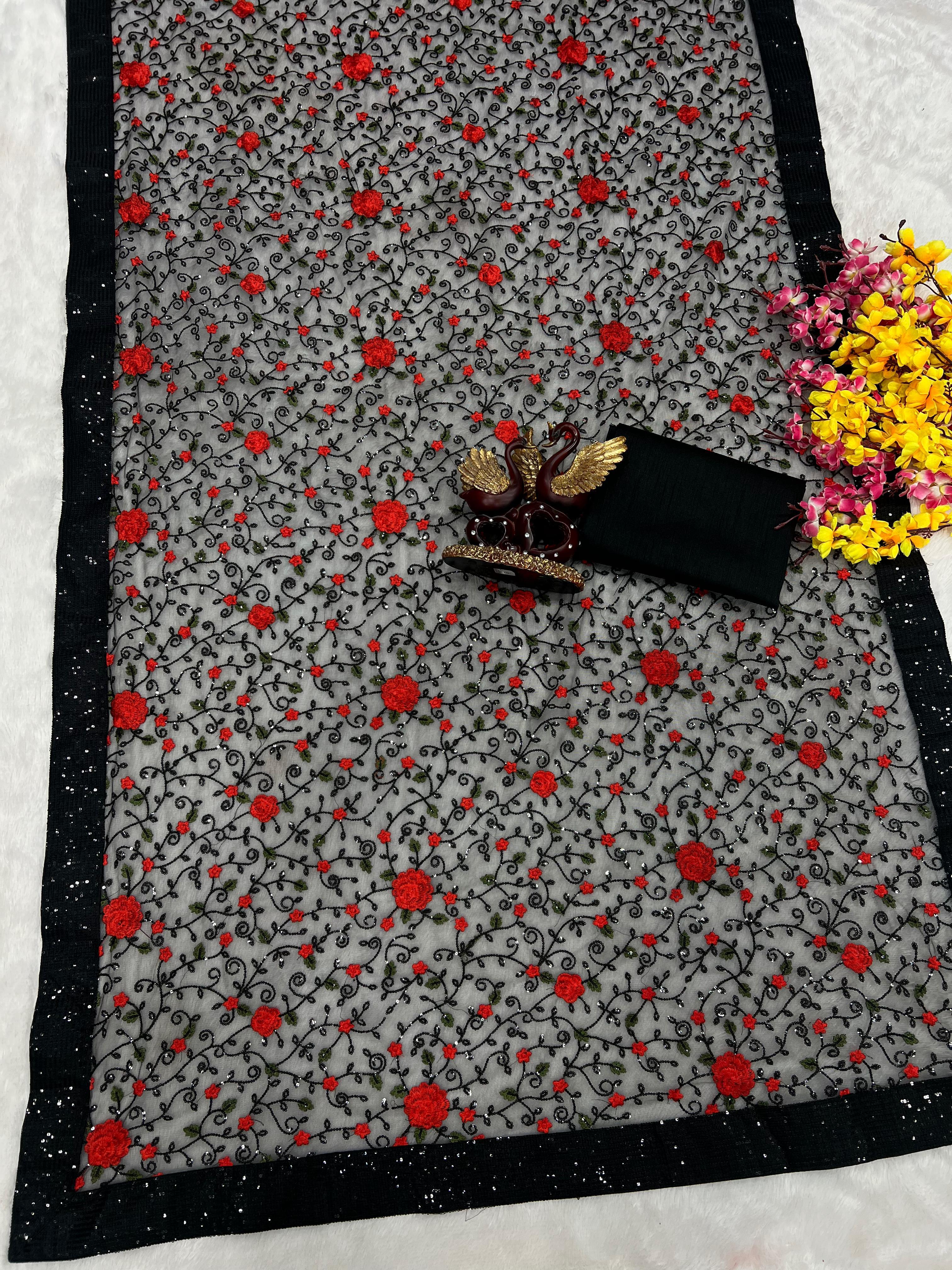 Beautiful Designer Bollywood style Soft Net Sequenc Saree