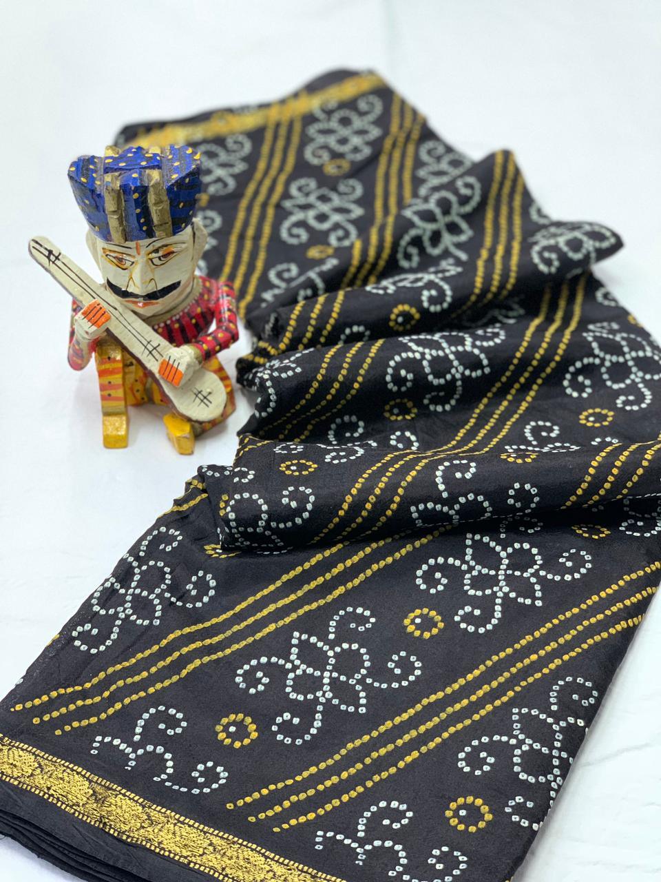Beautiful Designer Pure Taffeta Bandhej Saree