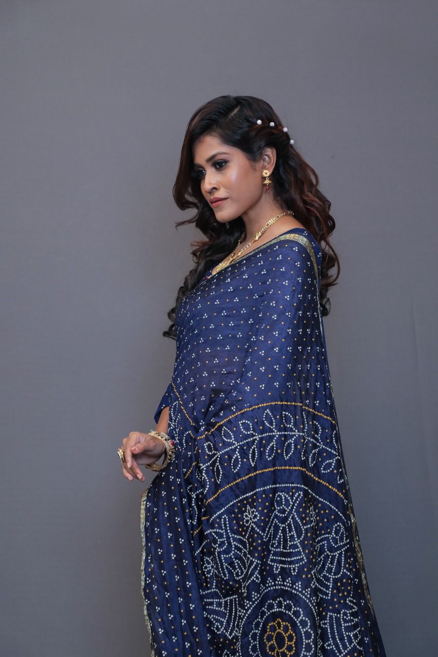 Beautiful Designer Pure Taffeta Bandhej Saree