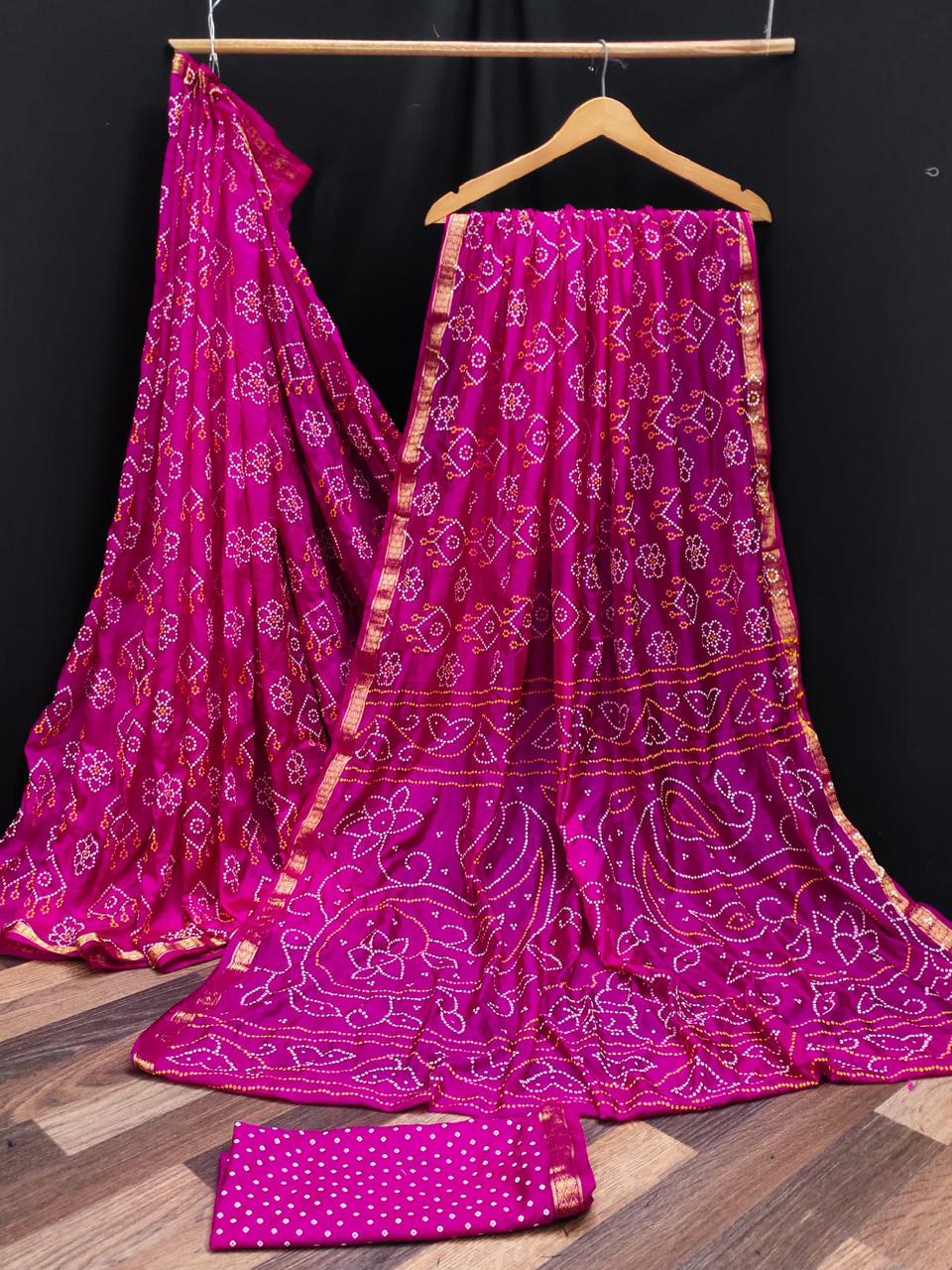 Beautiful Designer Pure Taffeta Bandhej Saree