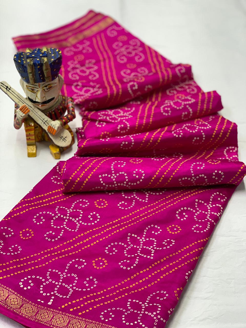 Beautiful Designer Pure Taffeta Bandhej Saree