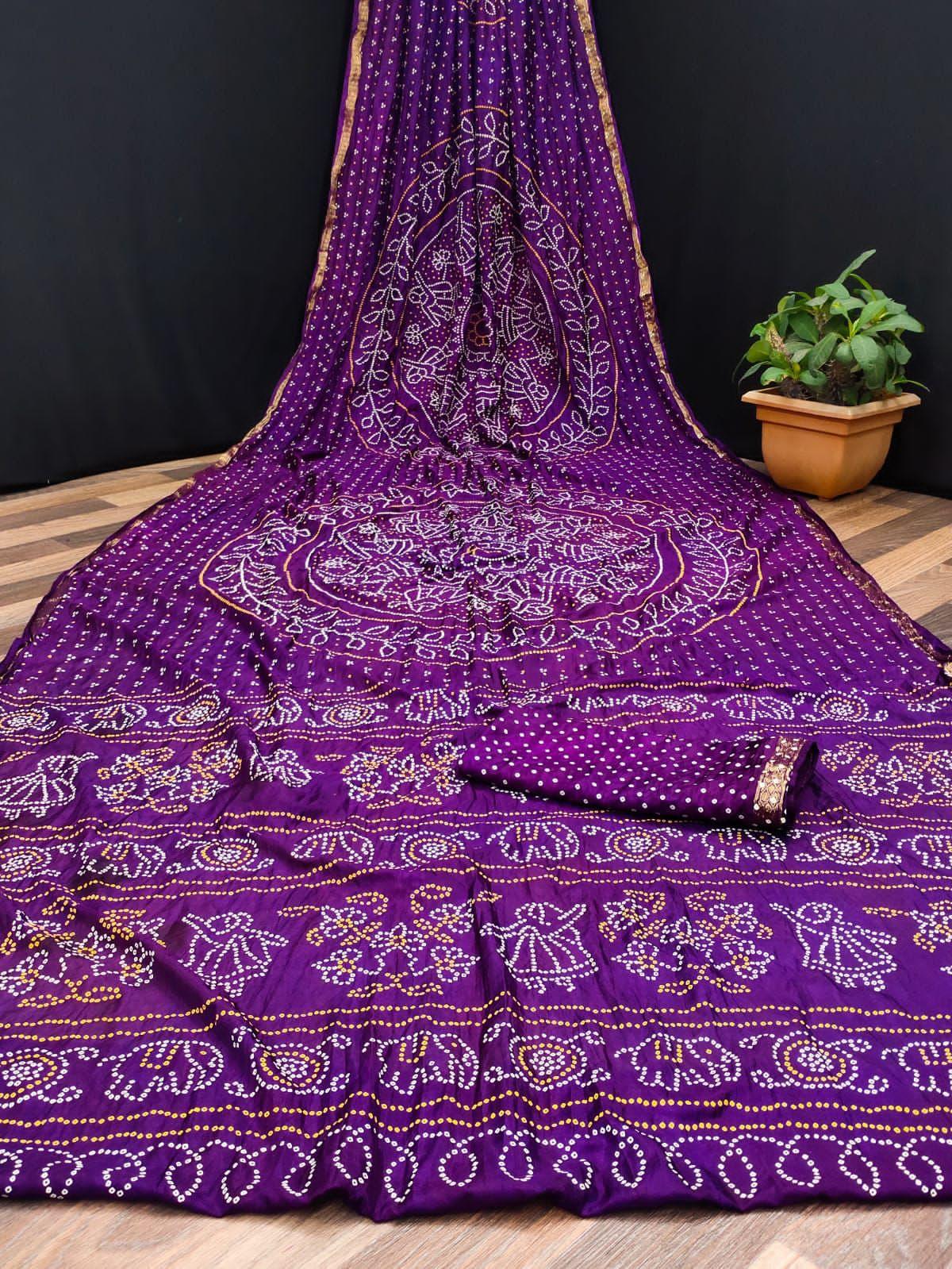 Beautiful Designer Pure Taffeta Bandhej Saree
