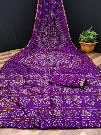 Beautiful Designer Pure Taffeta Bandhej Saree