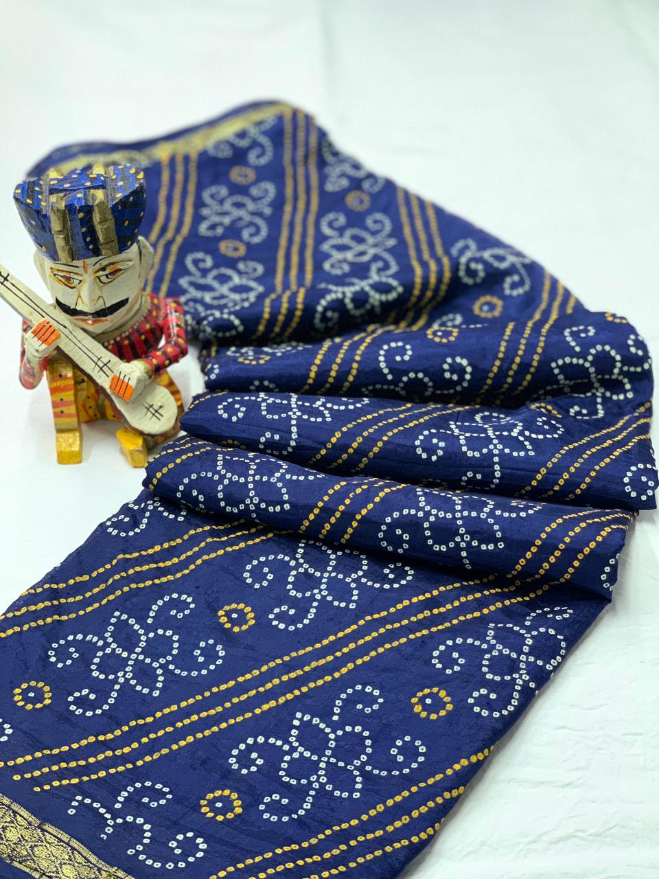 Beautiful Designer Pure Taffeta Bandhej Saree