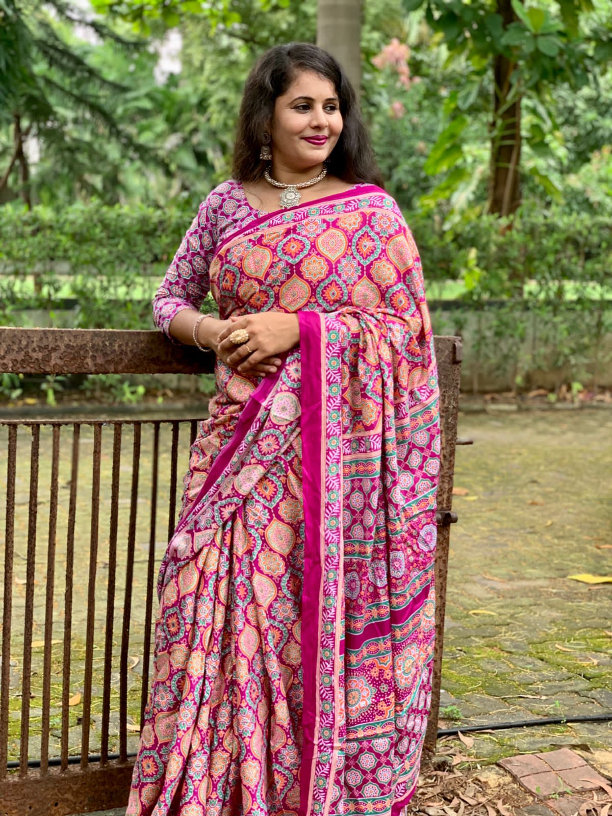 Beautiful Designer Pure Taffeta Bandhej Saree