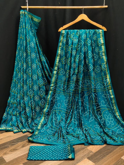 Beautiful Designer Pure Taffeta Bandhej Saree