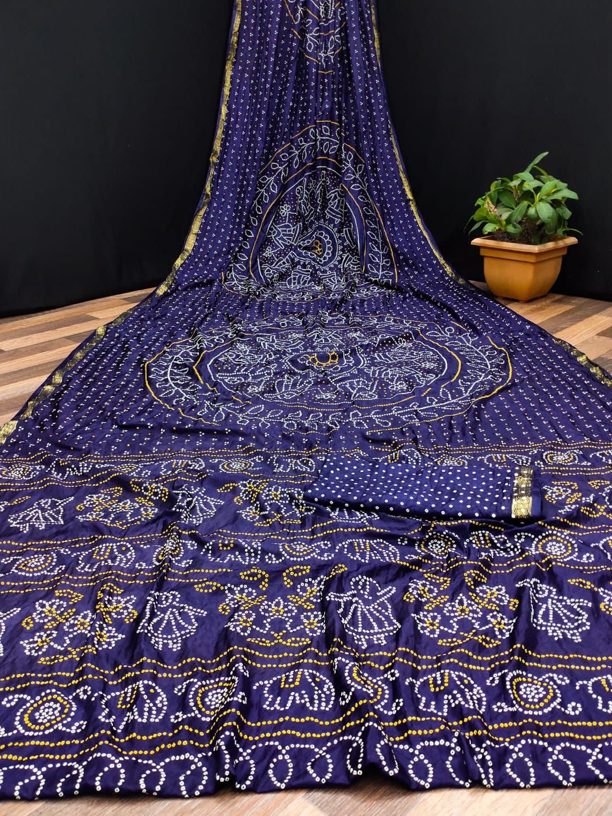 Beautiful Designer Pure Taffeta Bandhej Saree