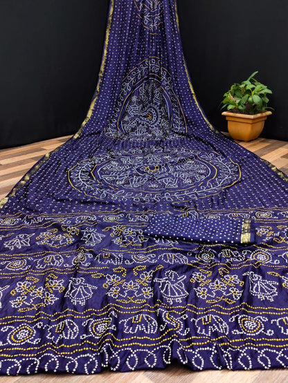 Beautiful Designer Pure Taffeta Bandhej Saree