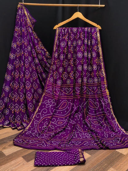 Beautiful Designer Pure Taffeta Bandhej Saree