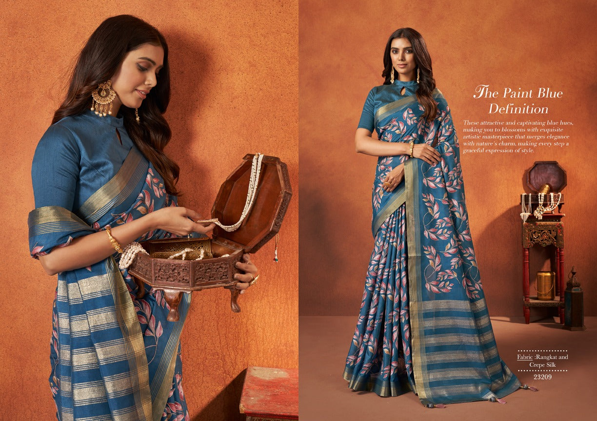 Wedding Designer Crape Mohmanthan Saachi Saree Collection 23209