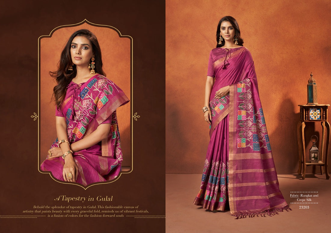 Wedding Designer Crape Mohmanthan Saachi Saree Collection 23203